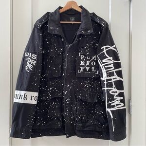 RARE Punk Royal Mens All Over Print BLACK Shacket Jacket Coat SIZE L